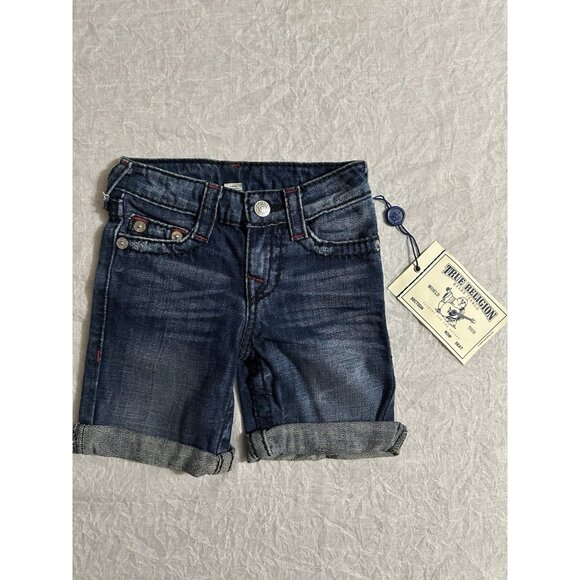New NWT True Religion‎ Girl's Shorts Denim Size 2T Toddler Dark Wash Adjustable - Picture 1 of 10